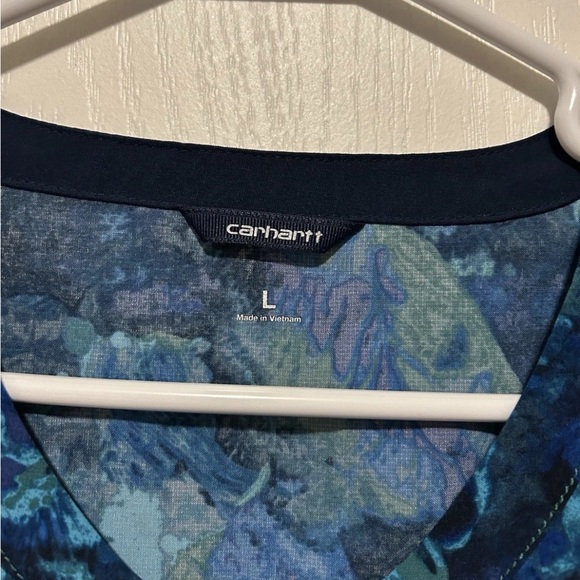 Carhartt G-Force Women's Blue Print Scrub Top - Size Large - Style # C12214 - Picture 3 of 12